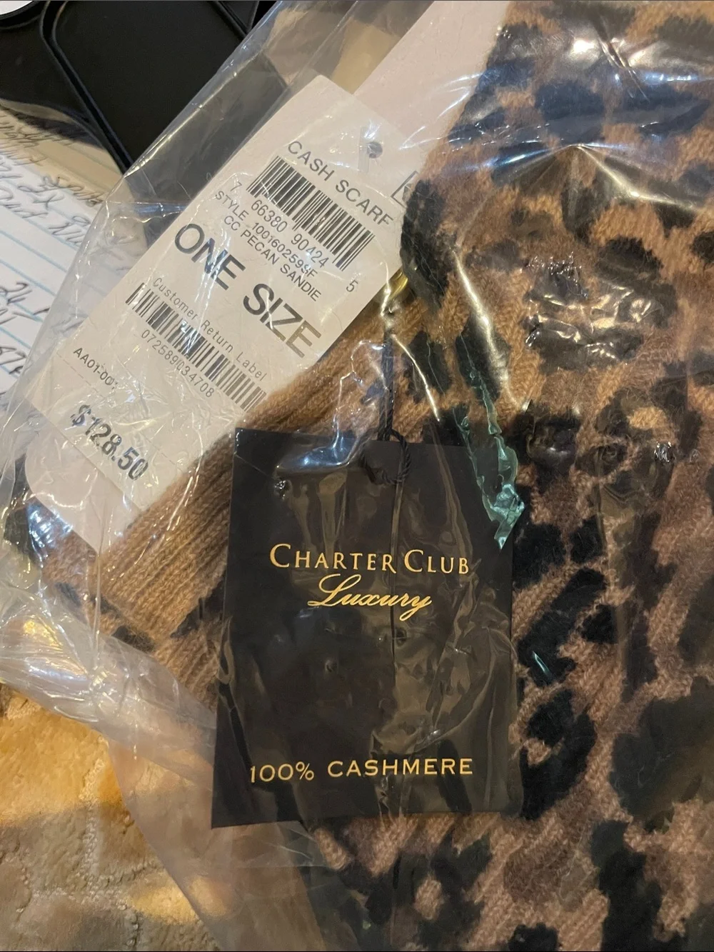 Cash Scarf in Pecan Sandie Animal Print NWT 💯% CASMERE